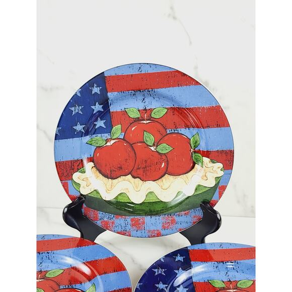 Sakura American As Apple Pie Salad Plate 8 1/4" Flag Dinnerware Stoneware x4 - Picture 2 of 13